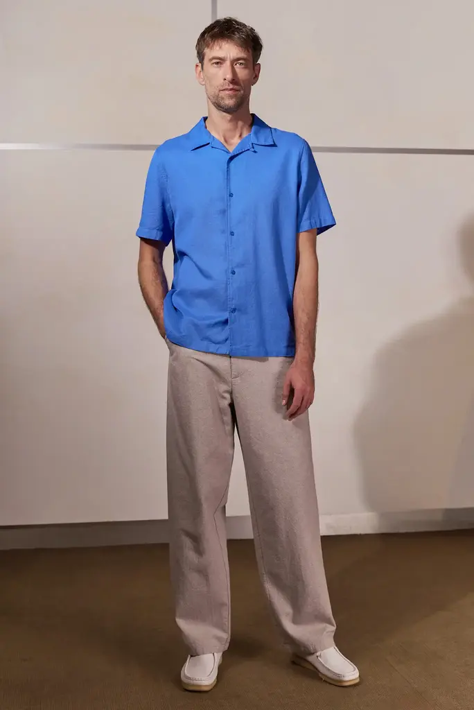 About Companions KUNO shirt eco grid sky blue