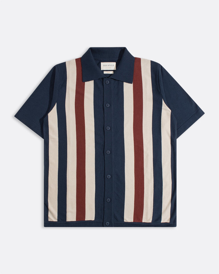 Far Afield Velzy Knitted Shirt - Simple Stripe Navy / Multi