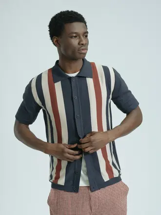 Far Afield Velzy Knitted Shirt - Simple Stripe Navy / Multi