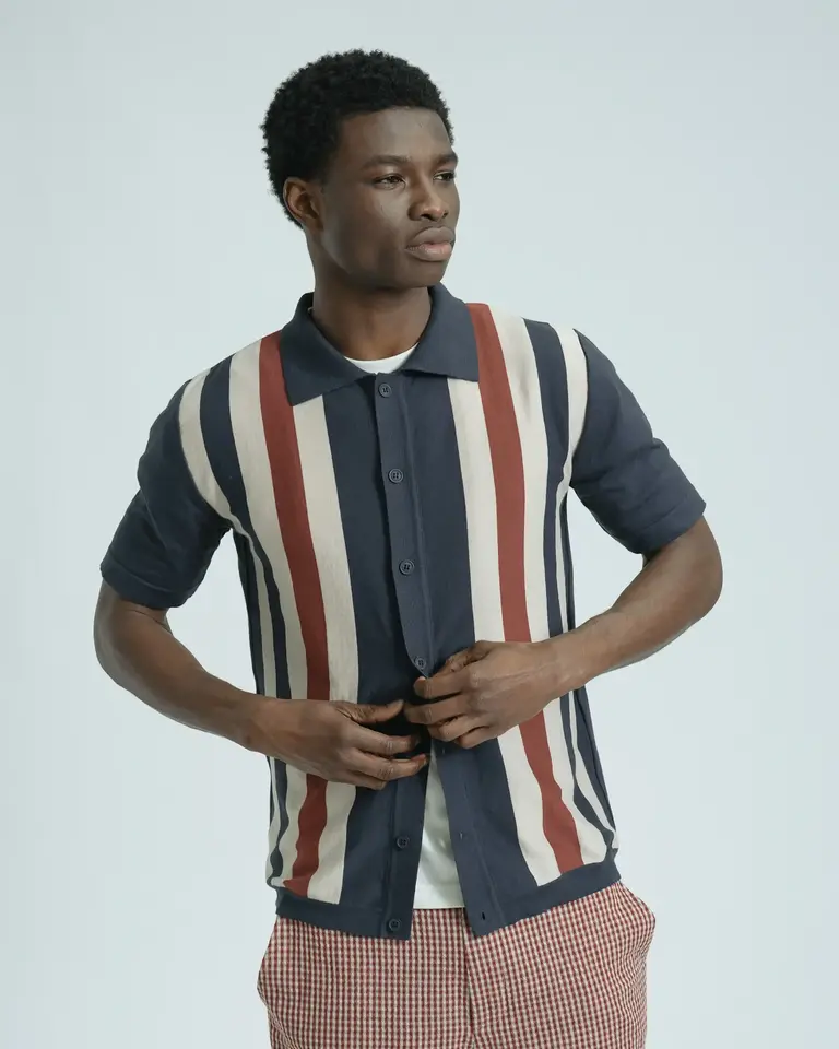 Far Afield Velzy Knitted Shirt - Simple Stripe Navy / Multi