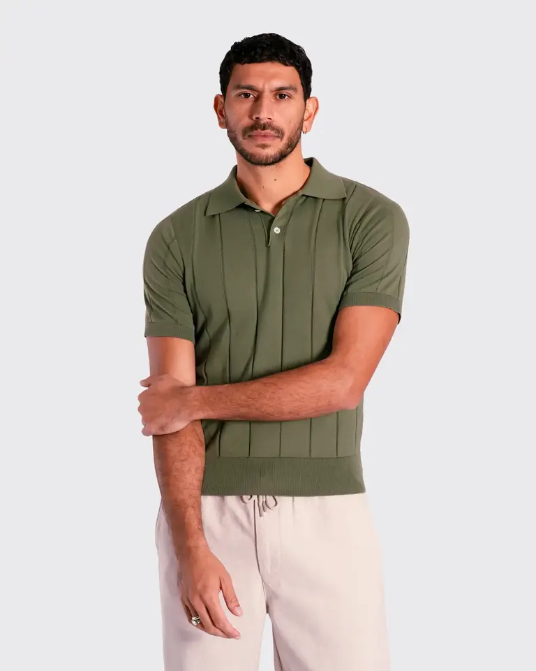 Far Afield Jacobs Knitted Polo Green