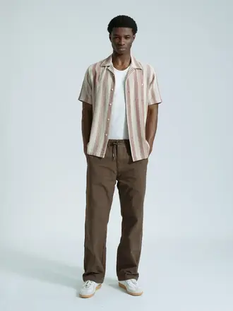 Far Afield Selleck Shirt - Dobby Stripe Sand / Red