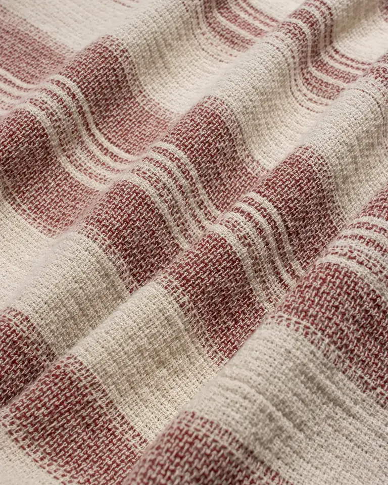 Far Afield Selleck Shirt - Dobby Stripe Sand / Red