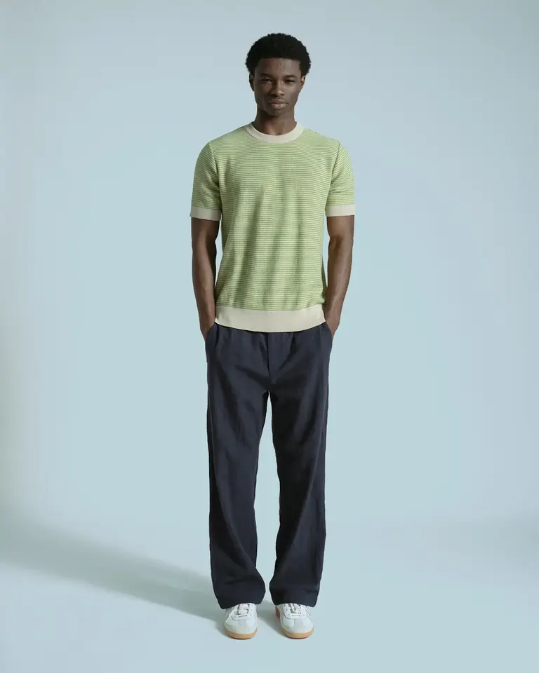 Far Afield Newport Knitted Top Sand / Green - Stripe