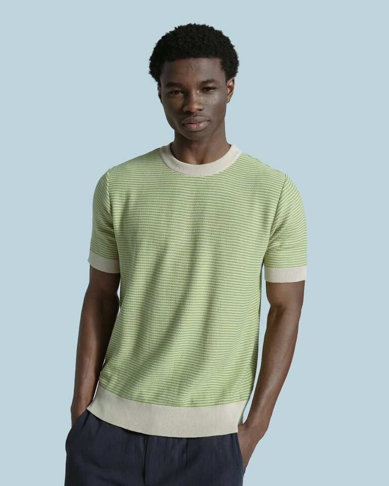 Far Afield Newport Knitted Top Sand / Green - Stripe
