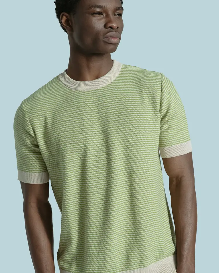 Far Afield Newport Knitted Top Sand / Green - Stripe