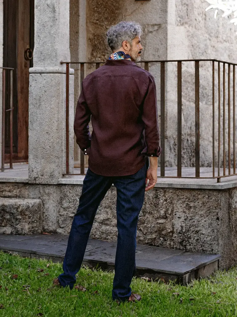 Carpasus Shirt Linen Verzasca Burgundy