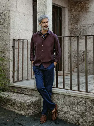 Carpasus Shirt Linen Verzasca Burgundy