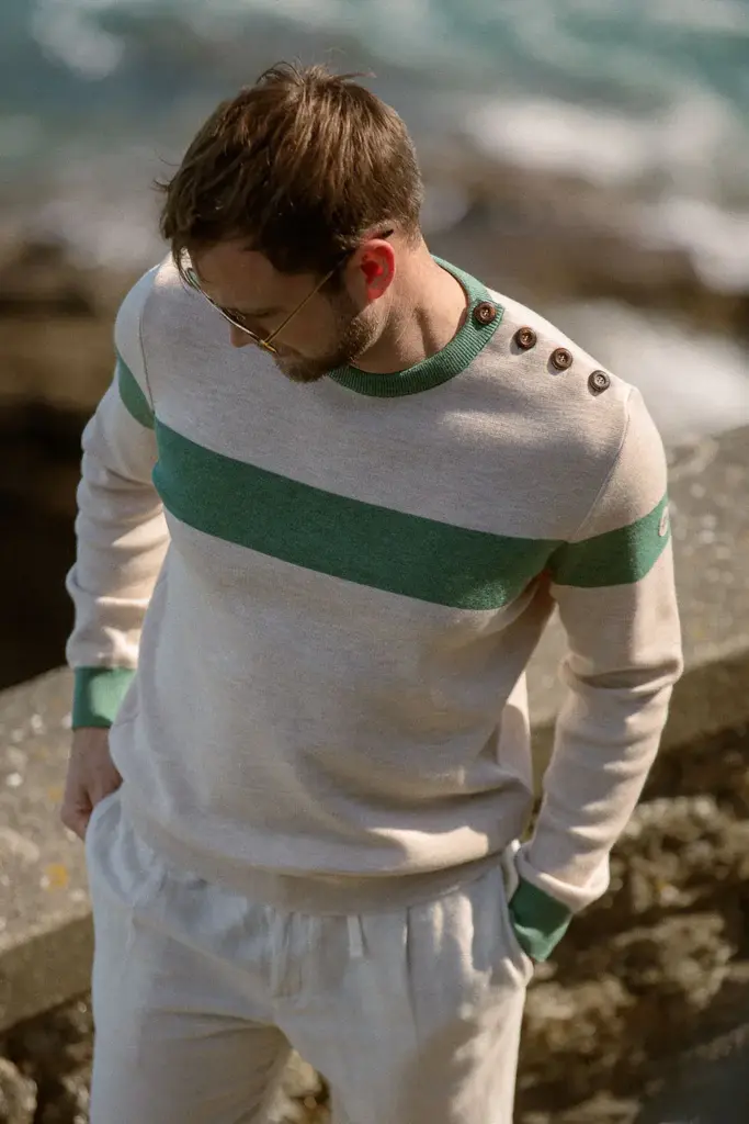 Royal Mer 0NAO Pull col marin green