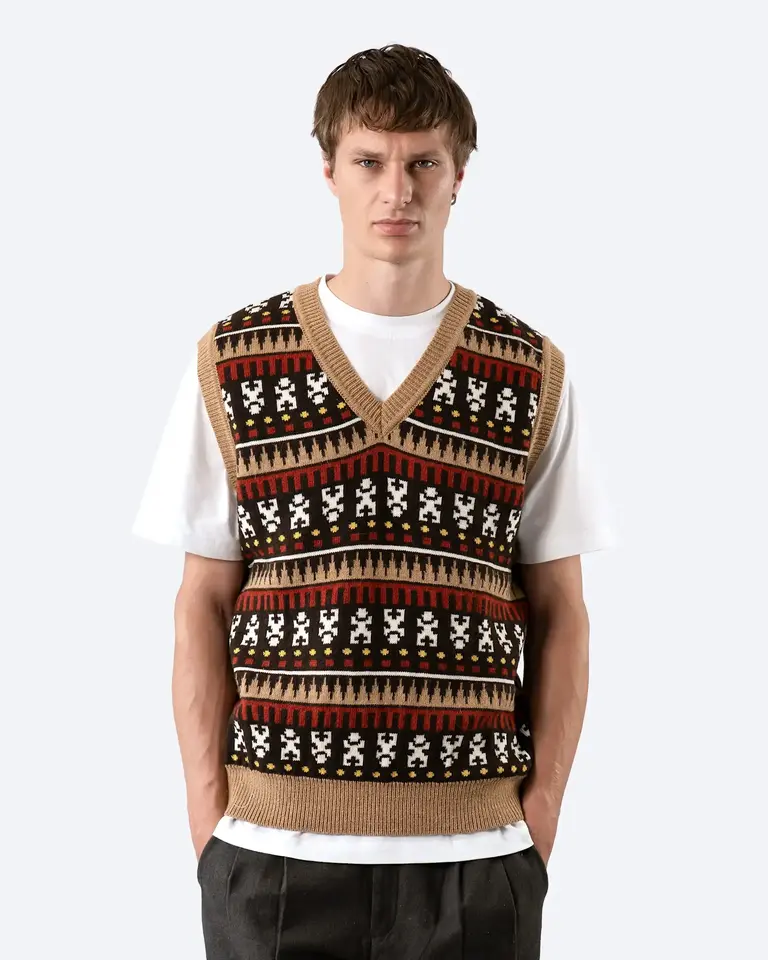 Far Afield Pino knitted vest camel/multi