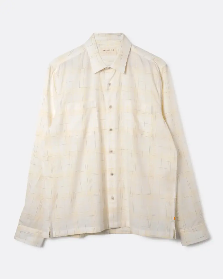 Far Afield Classic shirt off white bangdel dobby check