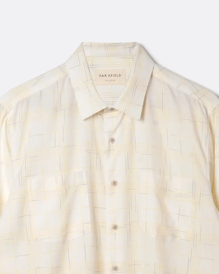 Far Afield Classic shirt off white bangdel dobby check