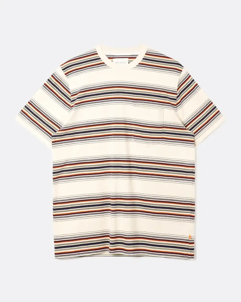 Far Afield Crewneck T-Shirt Sand/Multi - Yarn Dyed Stripe