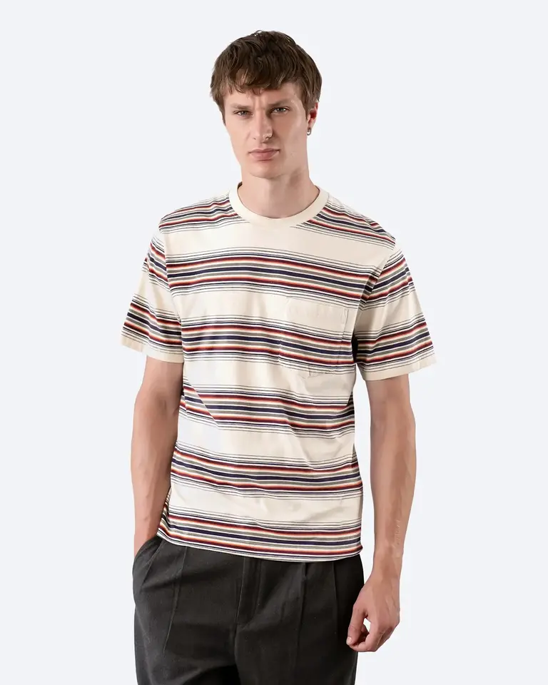 Far Afield Crewneck T-Shirt Sand/Multi - Yarn Dyed Stripe