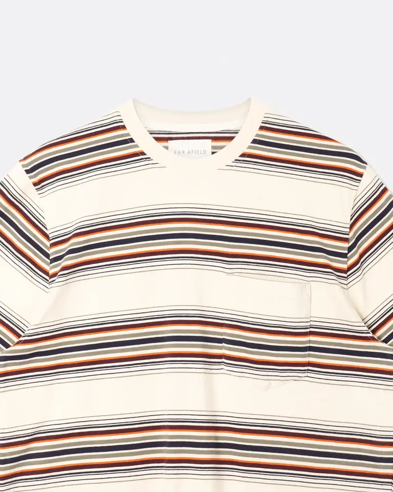 Far Afield Crewneck T-Shirt Sand/Multi - Yarn Dyed Stripe
