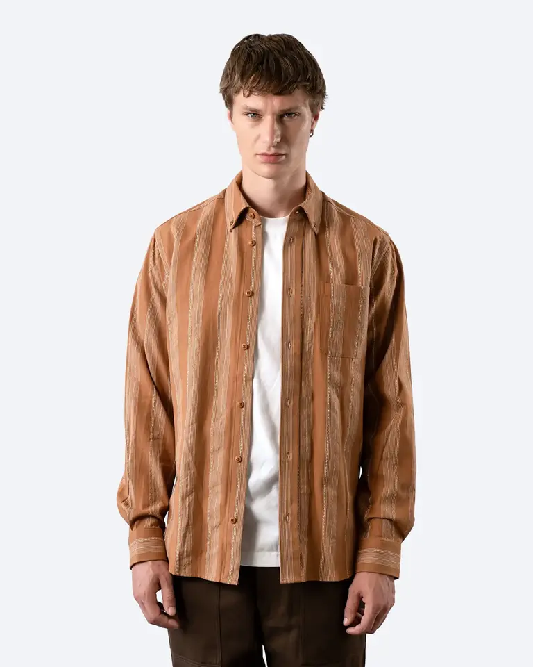 Far Afield Cornell shirt light brown/asper stripe