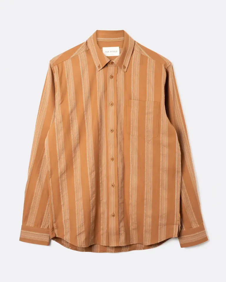 Far Afield Cornell shirt light brown/asper stripe