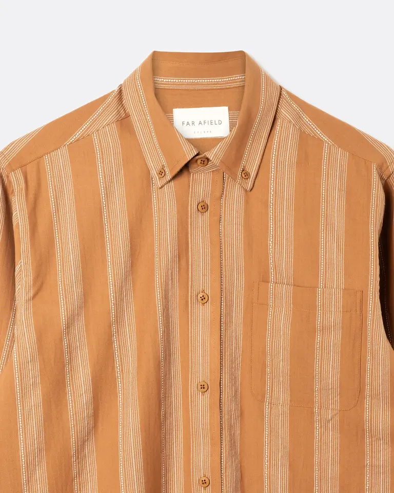 Far Afield Cornell shirt light brown/asper stripe