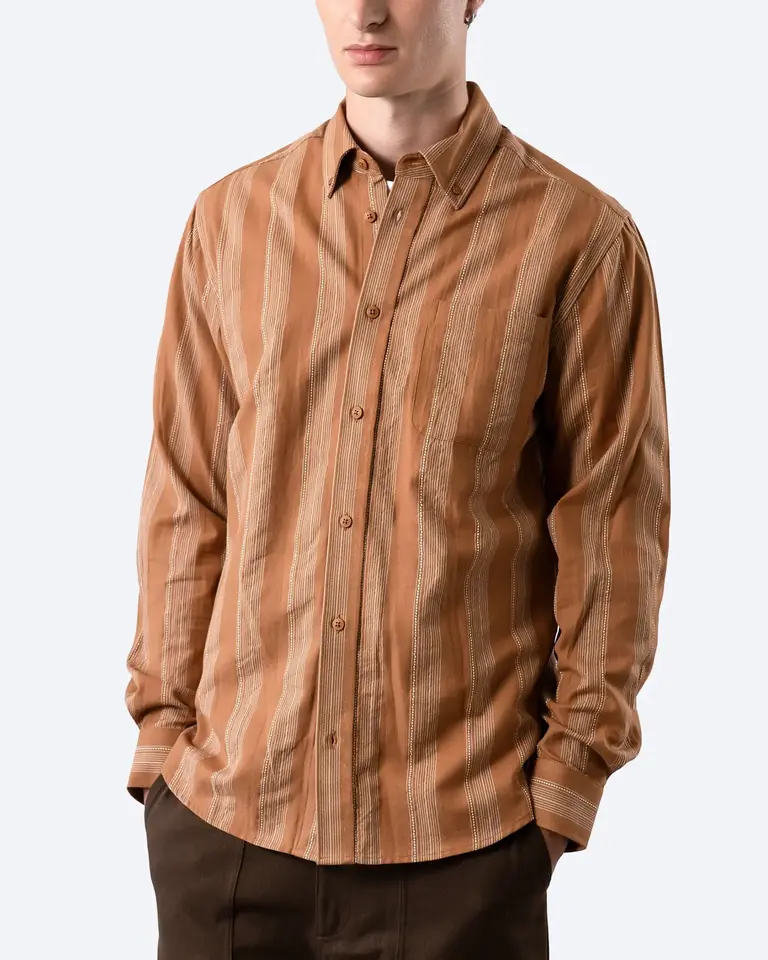 Far Afield Cornell shirt light brown/asper stripe