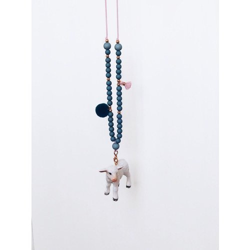 NJOOY Ketting pagode blauw met schaapje NJOOY Ketting pagode blauw met schaapje
