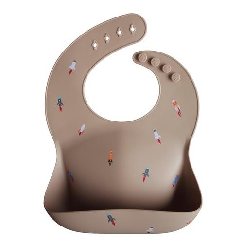 Mushie Silicone Baby Bib (Rocket Ship) Mushie Silicone Baby Bib (Rocket Ship)