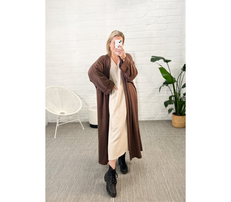 LONG MAGALI GILET BROWN One size
