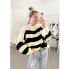 INEZ KNIT BLACK WHITE one size