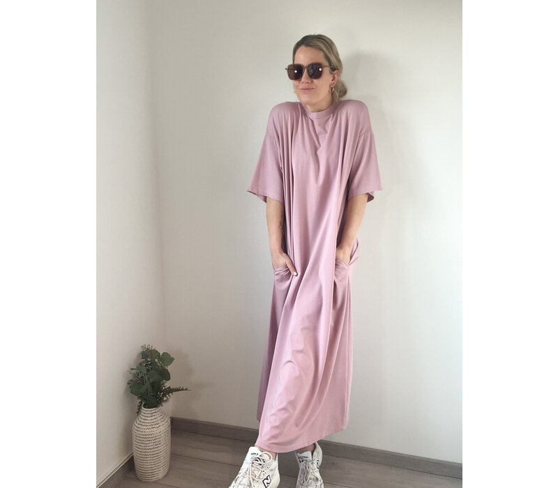 T SHIRT DRESS SOFT PINK one size