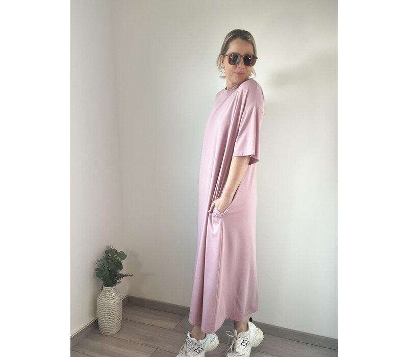 T SHIRT DRESS SOFT PINK one size