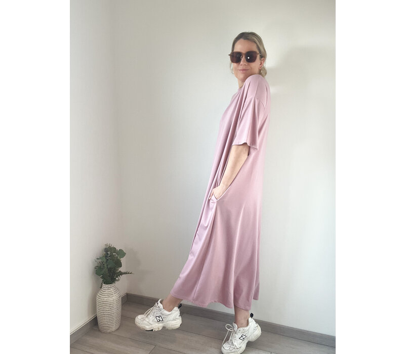 T SHIRT DRESS SOFT PINK one size