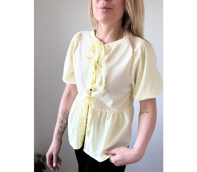 YELLOW BOW BLOUSE One size