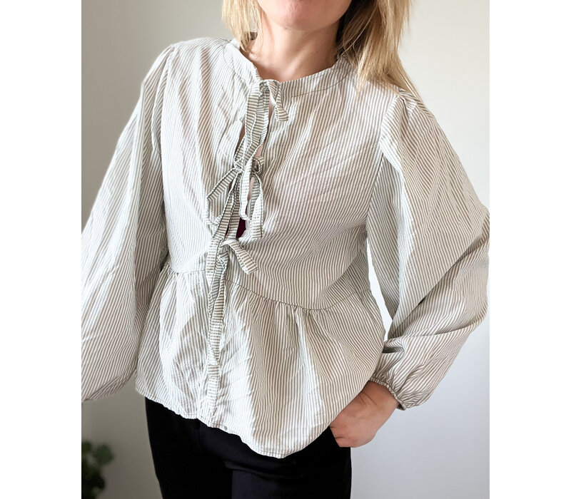 BOW BLOUSE GREY One size