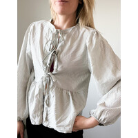 BOW BLOUSE GREY One size