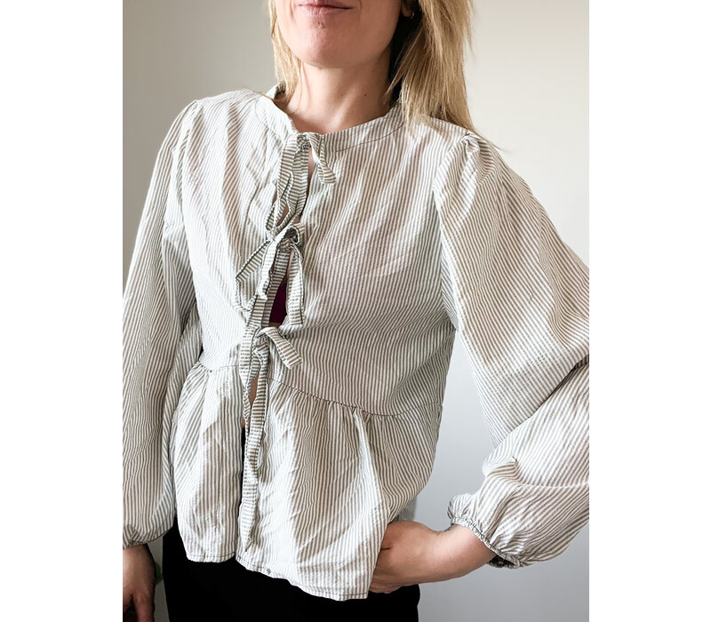 BOW BLOUSE GREY One size