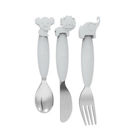 Bo Jungle Bo Jungle - Silicone Spoon-Fork-Knife Set - Grey