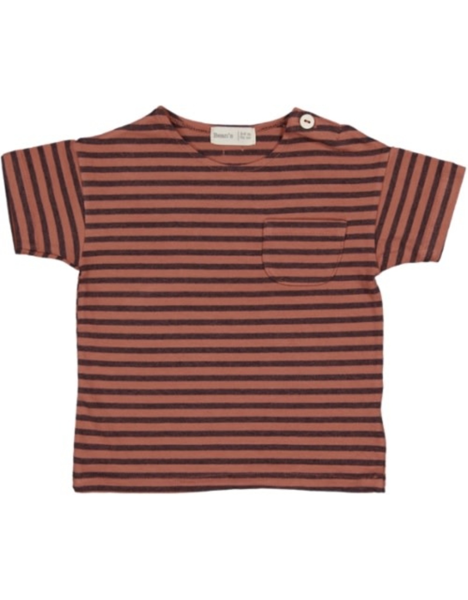 Beans Barcelona Bean's Barcelona - PINEAPPLE- Striped Cotton T-shirt with pocket - Clay