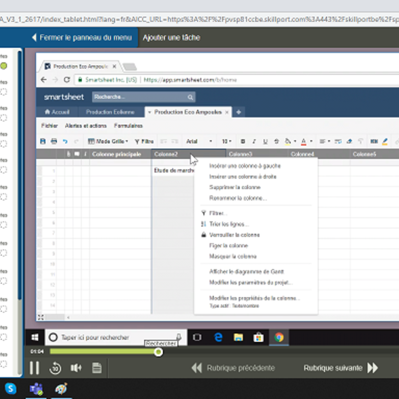 Smartsheet E-Learning Cours FR
