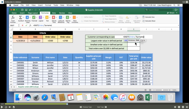 Kurs Microsoft Excel 2016 für Mac E-Learning