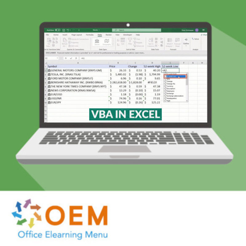 Automating Excel and Access Using VBA E-Learning Kurs