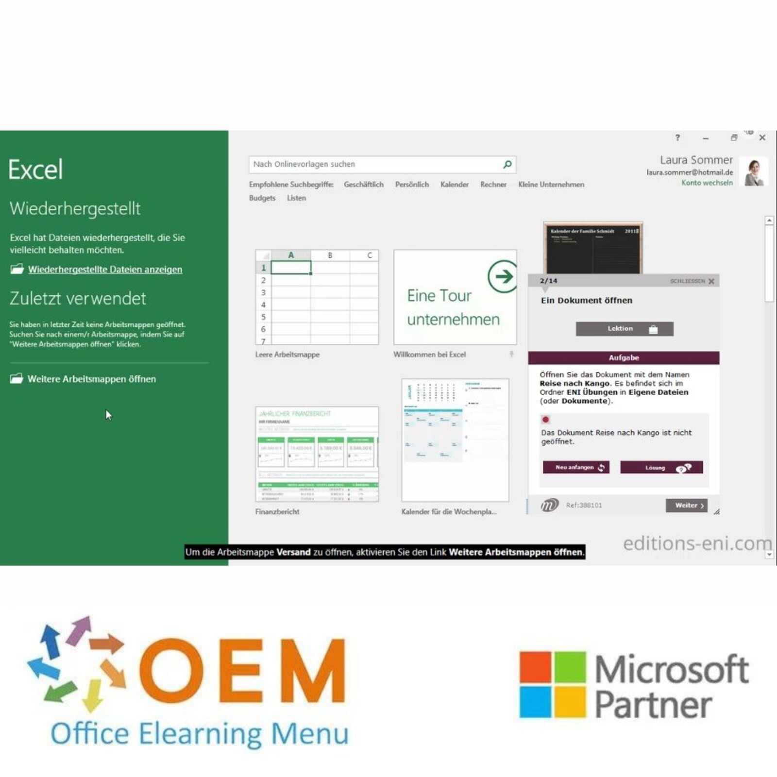 Microsoft Excel Kurs Excel 2016 Grundlagen E-Learning