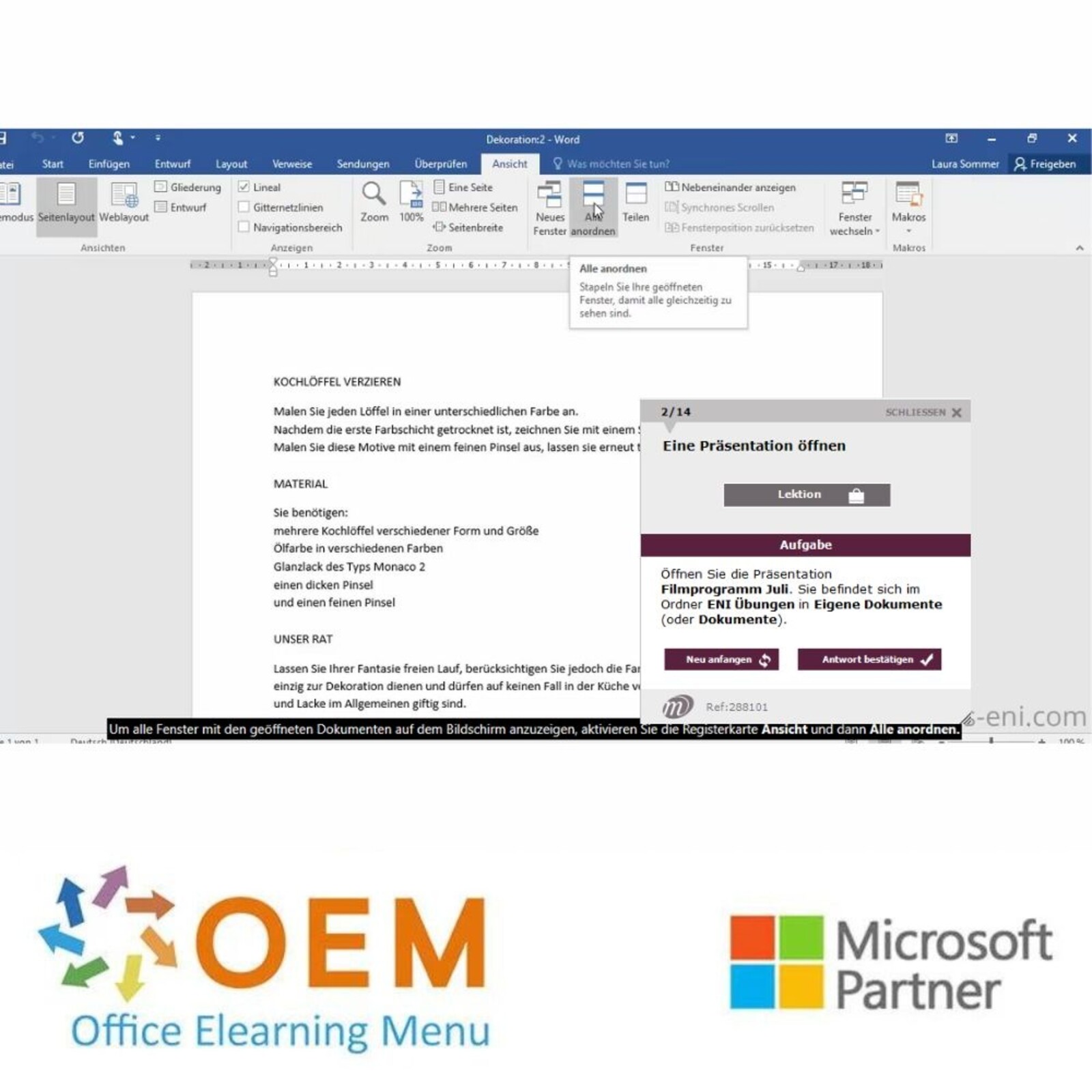 Microsoft Office 2016 Kurs Microsoft Office 2016 Grundlagen E-Learning