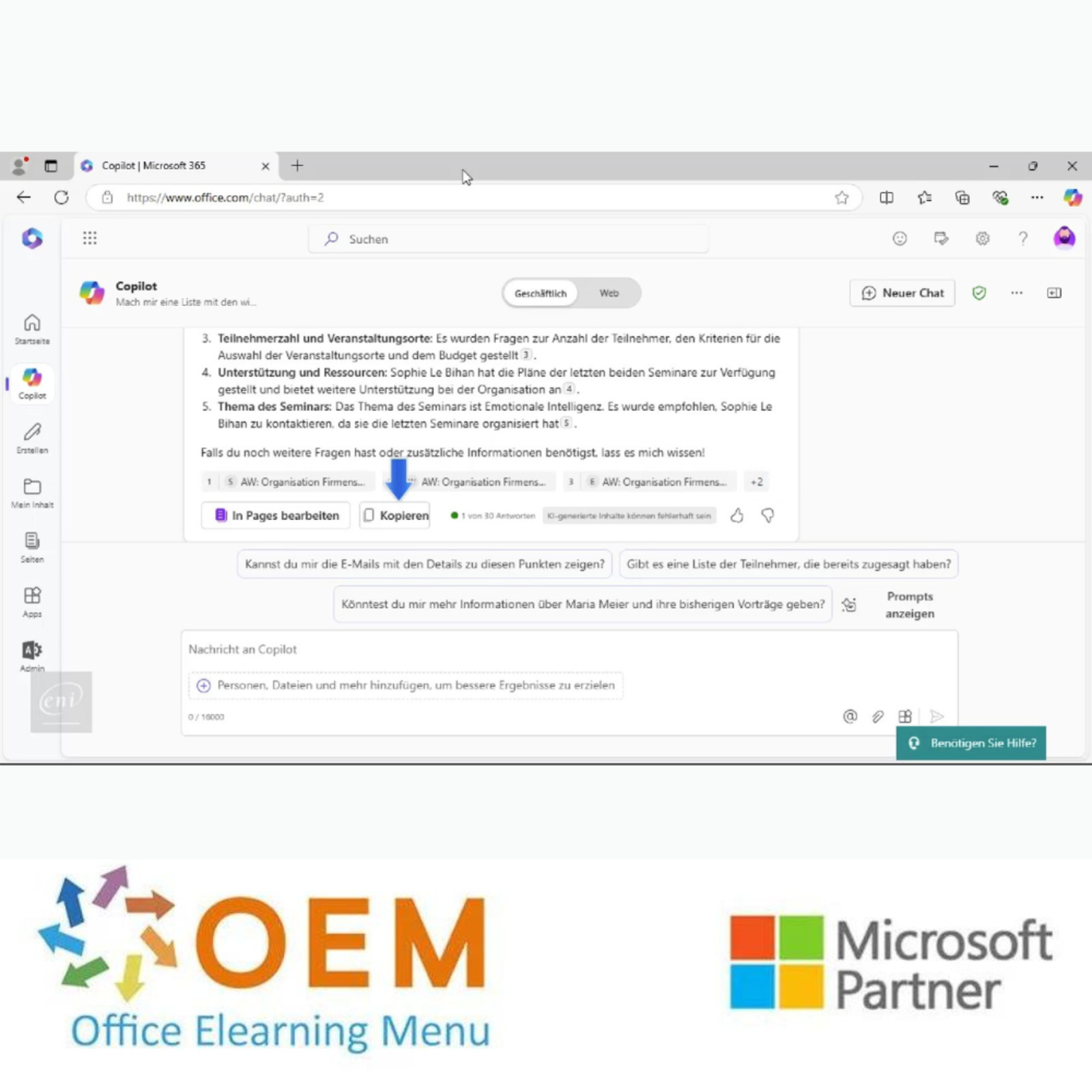 Microsoft Copilot für Microsoft 365 E-Learning
