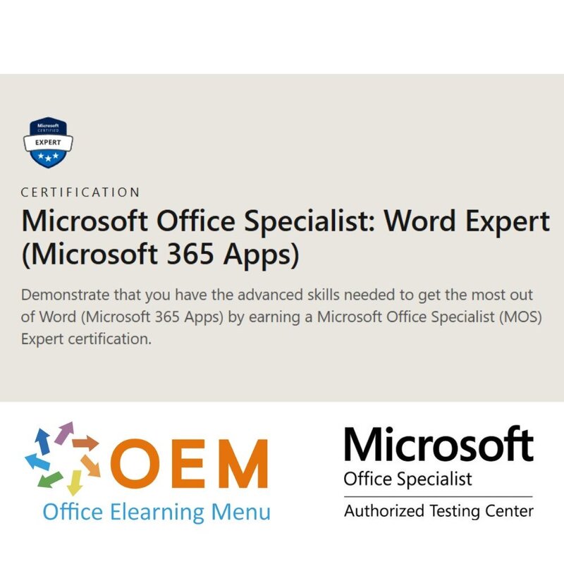 MO-111: Microsoft Word Experte Zertifizierungsprüfung (Microsoft 365 Apps) — E-Learning Kurs