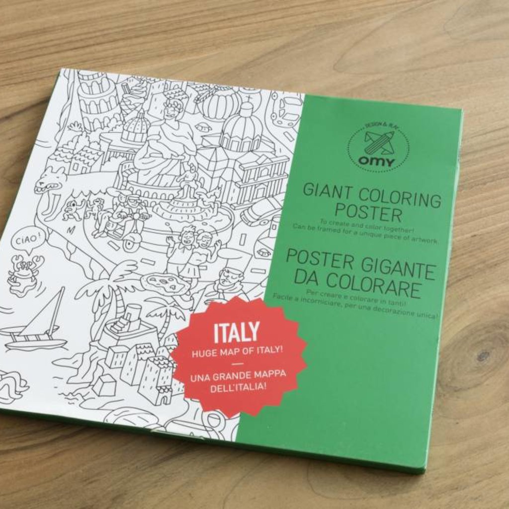 OMY OMY Giant Coloring Poster - Huge map of Italy