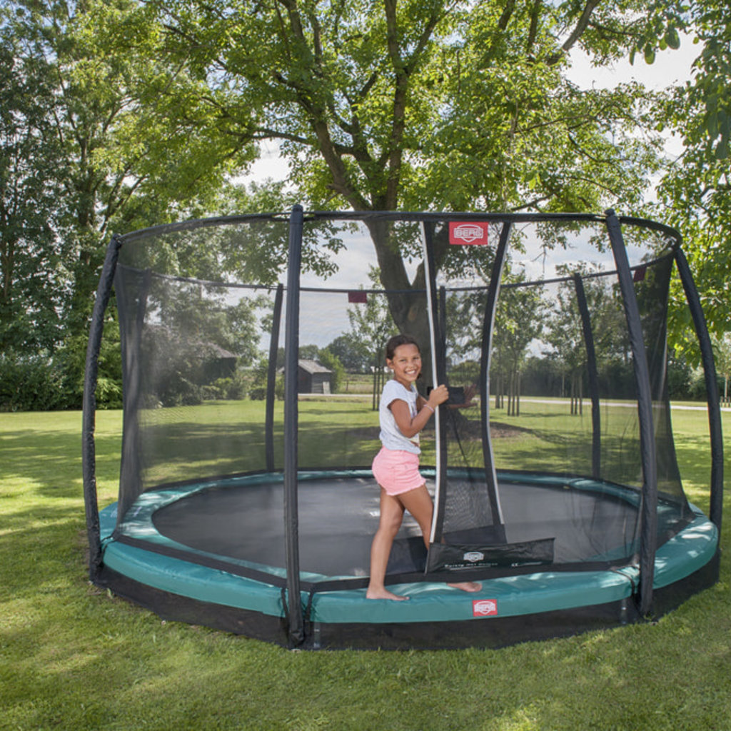smugling Tag fat kubiske Berg Trampoline Inground Champion Green 380 + safety net deluxe - Fairplace