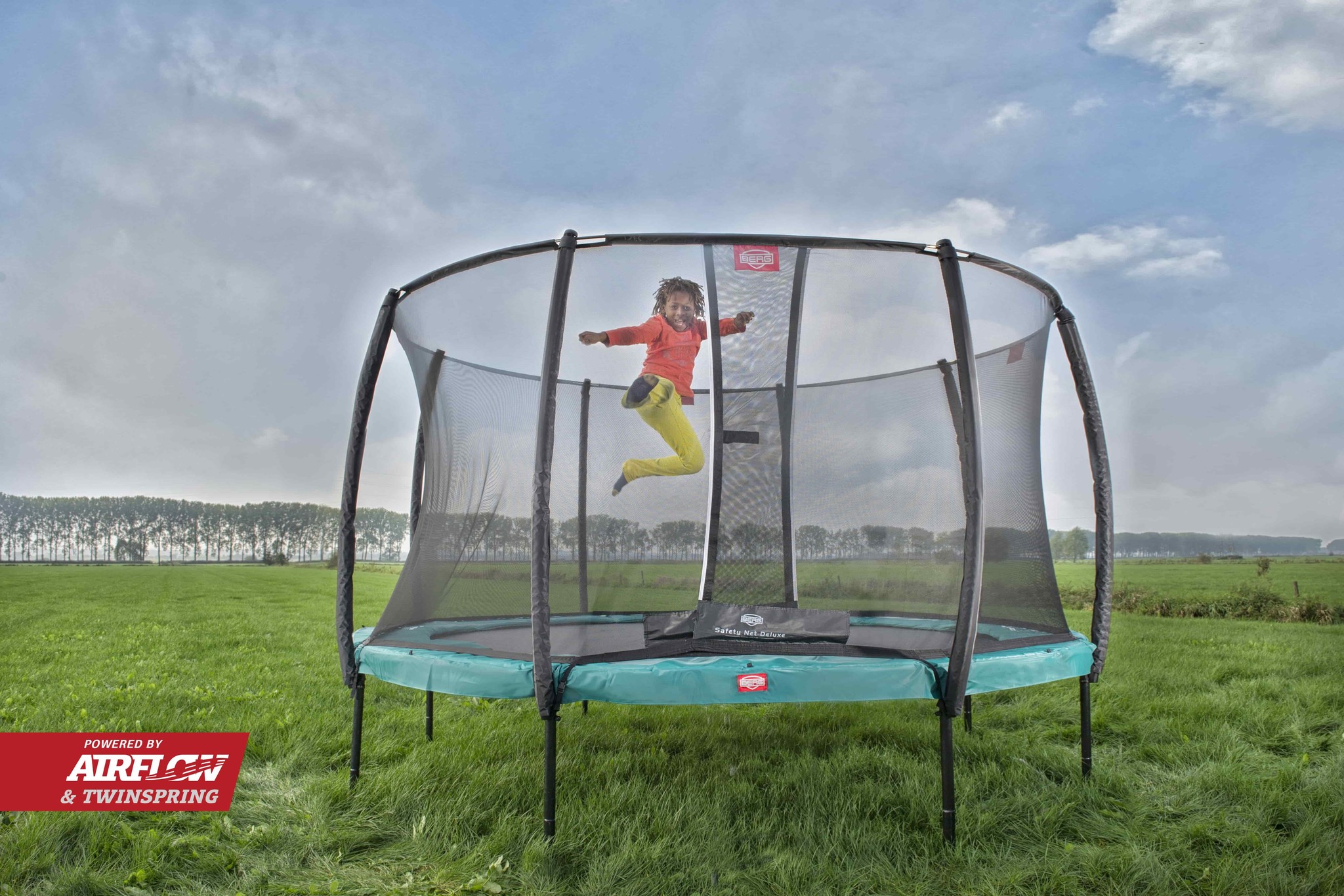 Trampoline Champion 270 green + safetynet luxe - Fairplace