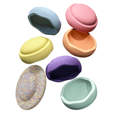 Stapelstein Pierres empilables Rainbow Pastel 6+1 balance board confetti  pastel