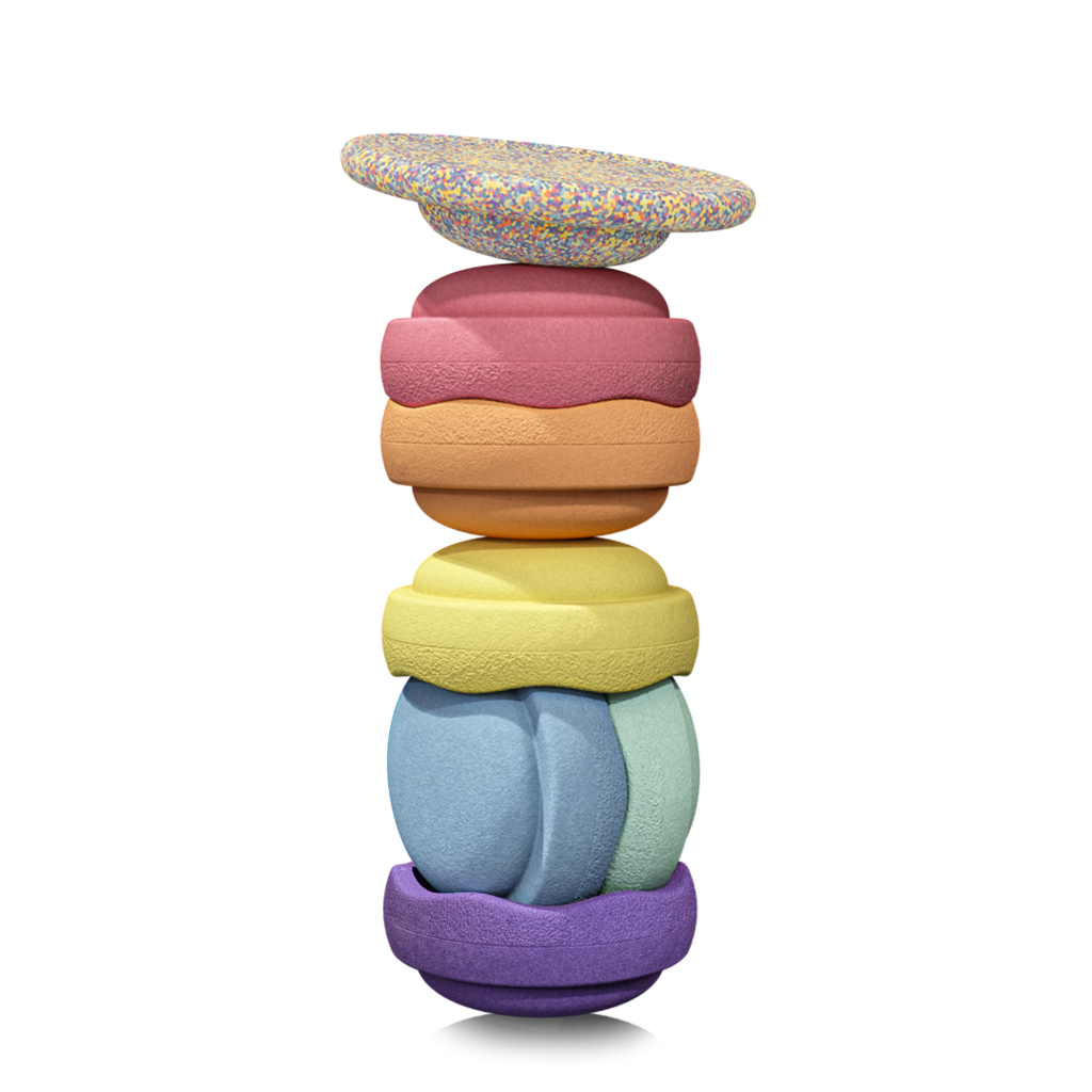 Stapelstein Stacking blocks Rainbow Pastel 6+1 balance board confetti pastel