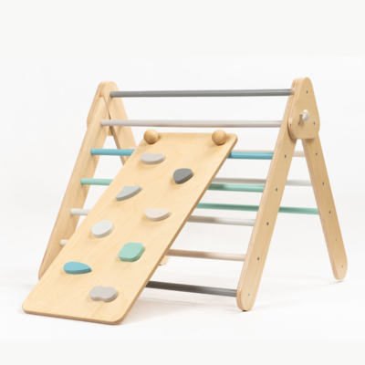 Leg&Go Pikler triangle Climber set + wooden ramp pastel