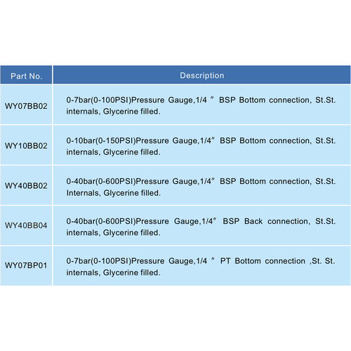 Pressure Gauge, 0-40 bar (0-600PSI), 1/4” BSP GUARD™ Pressure Gauge, 0-40 bar (0-600PSI), 1/4” BSP